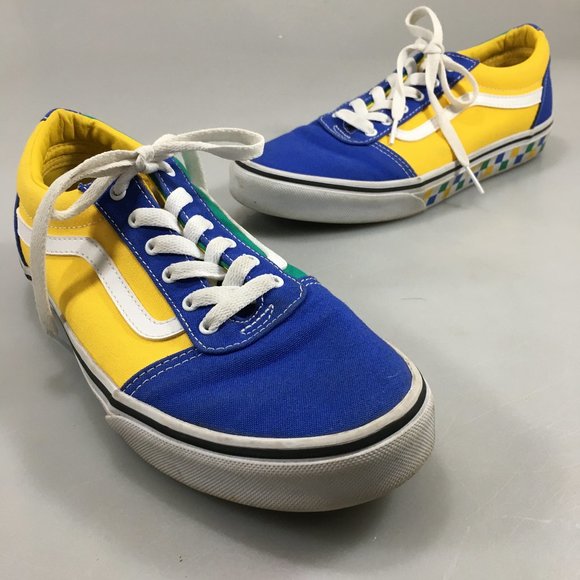 Vans Youth 7 Old Skool Yacht Club Multi-Color Canvas Sneakers Checkerboard Soles - Picture 1 of 7